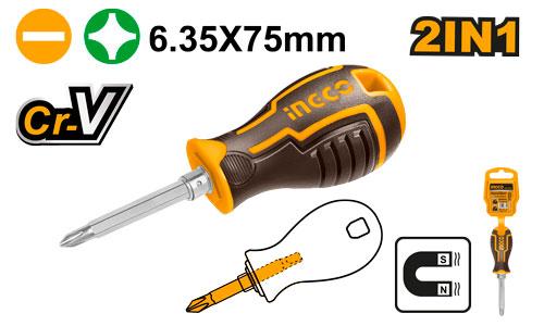 Jeu de Tournevis 2 EN 1 CR-V – PH2 + SL6 | INGCO AKISD0202