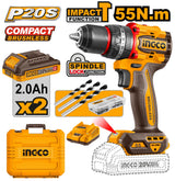 🔥 Perceuse Visseuse à Percussion Brushless 20V – 55Nm | INGCO CIDLI20558