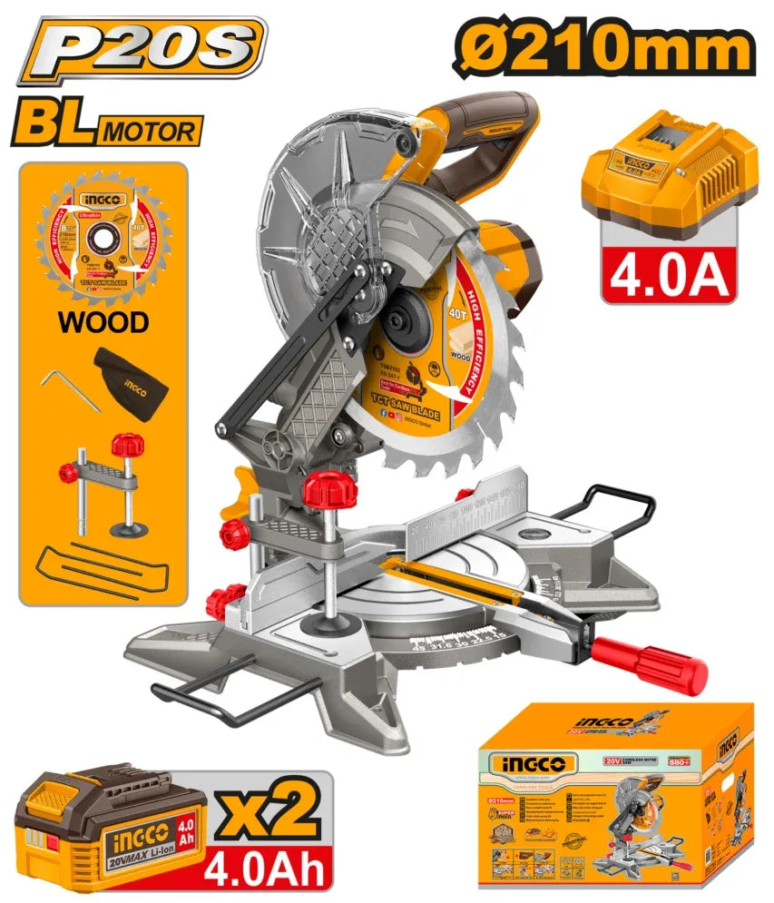 🔥 Scie à Onglet Sans Fil 20V – Lame 210 mm | INGCO CMSLI20212