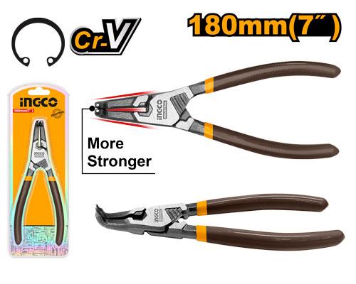 🔥 Pince à Circlips Intérieurs Coudée 7" / 180 mm – Cr-V | INGCO HCCP261804