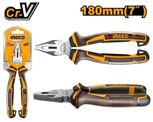 🔥 Pince 7" / 180 mm Cr-V – Finition Noire Polie | INGCO HCP28188