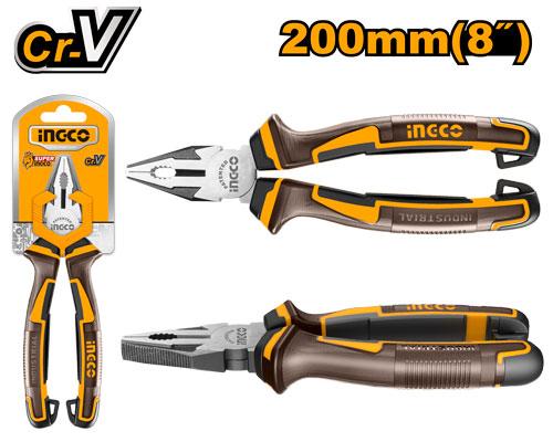 🔥 Pince 8" / 200 mm Cr-V – Finition Noire Polie | INGCO HCP28208