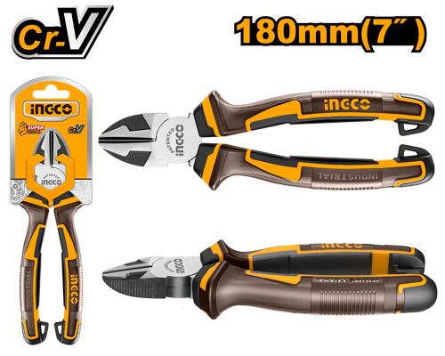🔥 Pince 7" / 180 mm Cr-V – Finition Noire Polie | INGCO HDCP28188