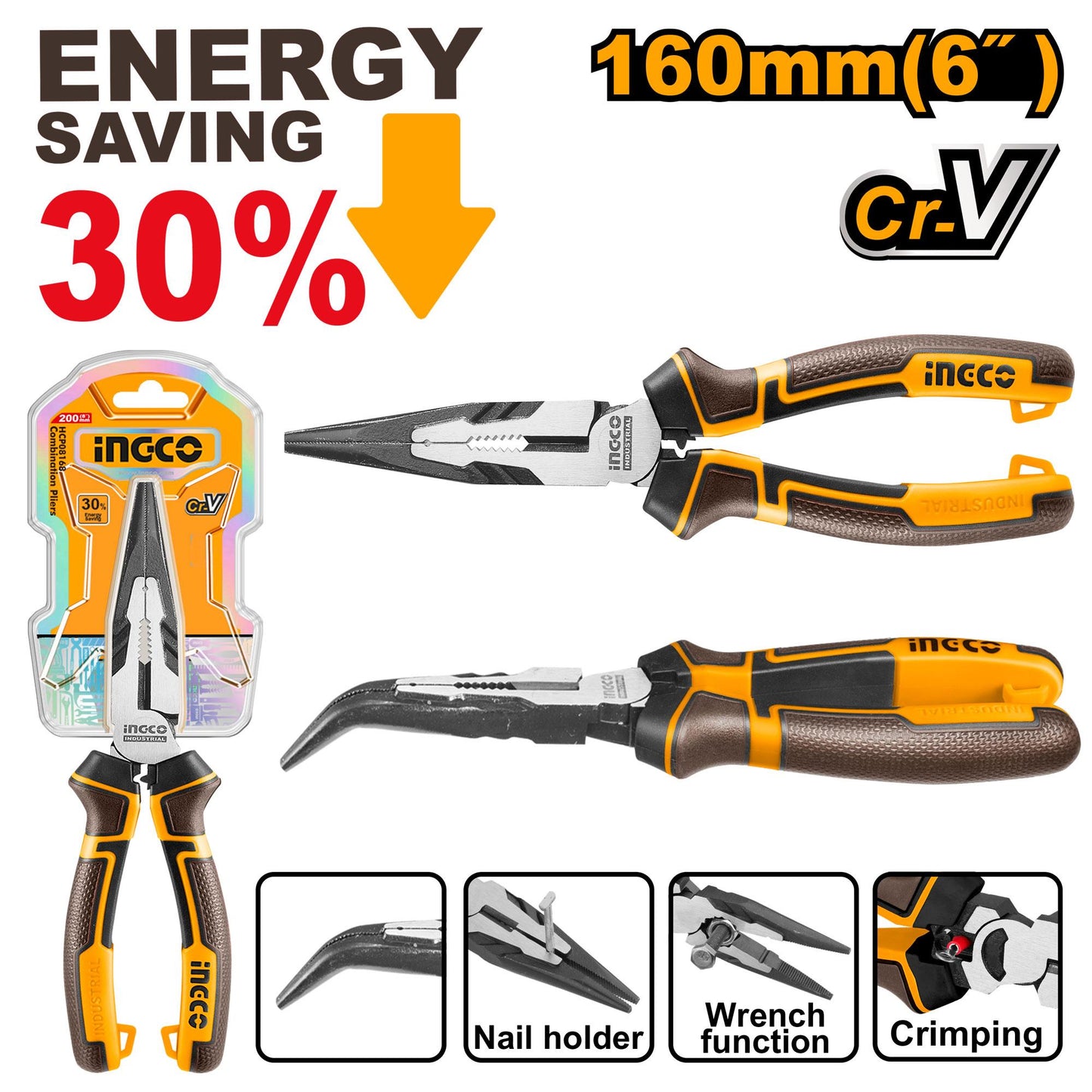 🔥 Pince Multifonction 6" / 160 mm Cr-V – INGCO HHBNP28160