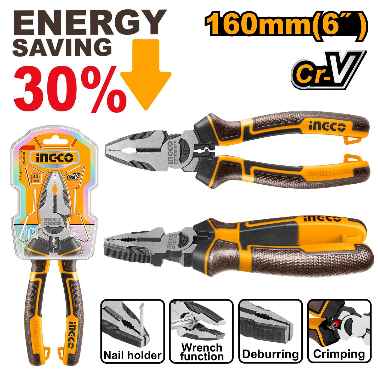 🔥 Pince Multifonction 6" / 160 mm Cr-V – INGCO HHCP28160