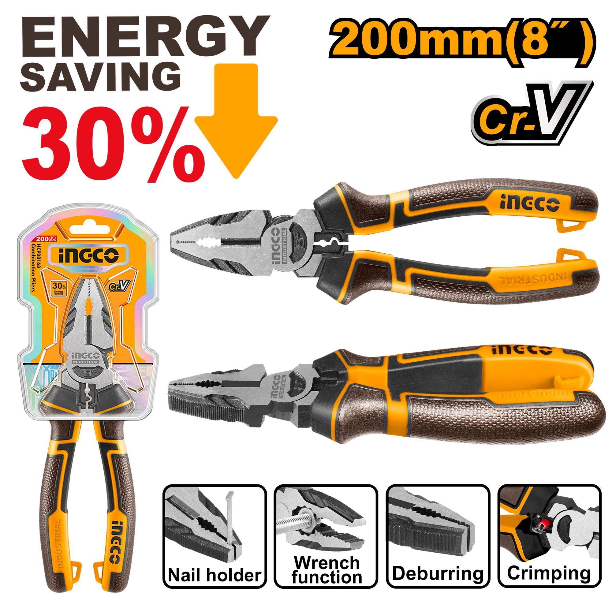 🔥 Pince 8" / 200 mm Cr-V – Économie de Force 30% | INGCO HHCP28200