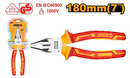🔥 Pince Isolée 7" / 180 mm – Finition Noire Vernie | INGCO  HICP28188