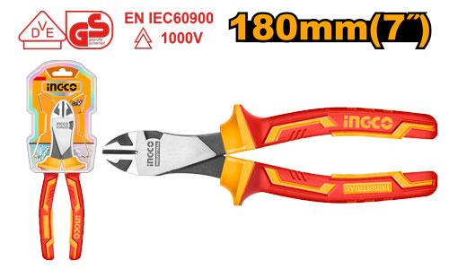 🔥 Pince Isolée 7" / 180 mm – Finition Noire Vernie |  INGCO HIHDCP28188