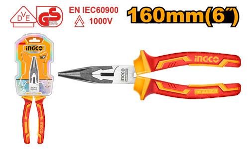 🔥 Pince Isolée 6" / 160 mm – Finition Noire Vernie | INGCO HILNP28168