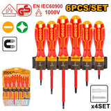 Jeu de 6 Tournevis Isolés VDE + GS – 1000 V | INGCO HKISD0608