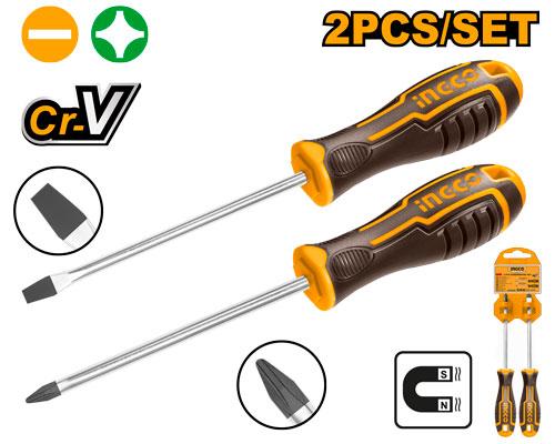 🪛 Jeu de 2 Tournevis CR-V – SL6.5 + PH2 × 125 mm | INGCO  HKSD0248