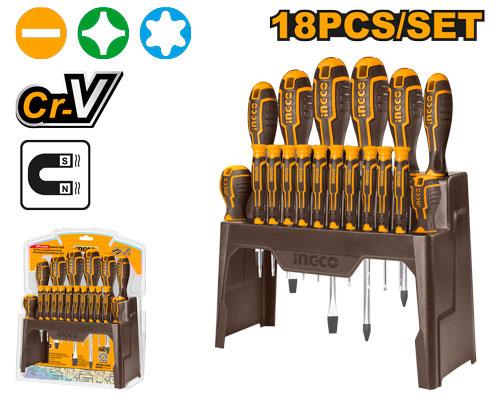 🪛 Jeu de 18 Tournevis et Tournevis de Précision CR-V | INGCO  HKSD1828