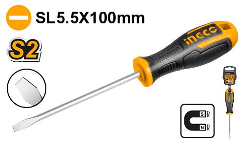 🪛 Tournevis Plat S2 – SL5.5 × 100 mm |  INGCO  HS685100