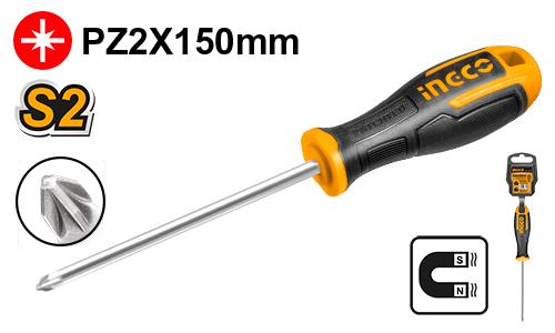 🪛 Tournevis Pozidriv S2 – PZ2 × 150 mm | INGCO  HS68PZ2150