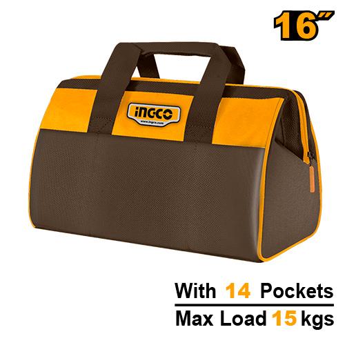 🔥 Sac à Outils 16" Haute Résistance avec 14 Poches 15KG | INGCO HTBG281628