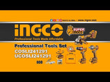 🔥 Pack 20V – Meuleuse + Perceuse à Percussion + Boulonneuse à Chocs 400 Nm | INGCO COSLI241291