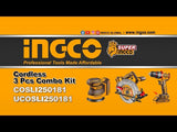 🔥 Pack INGCO 20V – Scie Circulaire + Ponceuse Excentrique + Perceuse à Percussion BL | COSLI250181