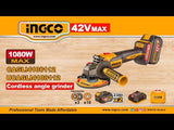 Meuleuse Angulaire Sans Fil 42V Brushless | INGCO CAGLI4108112