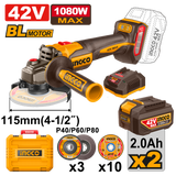 Meuleuse Angulaire Sans Fil 42V Brushless | INGCO CAGLI4108112
