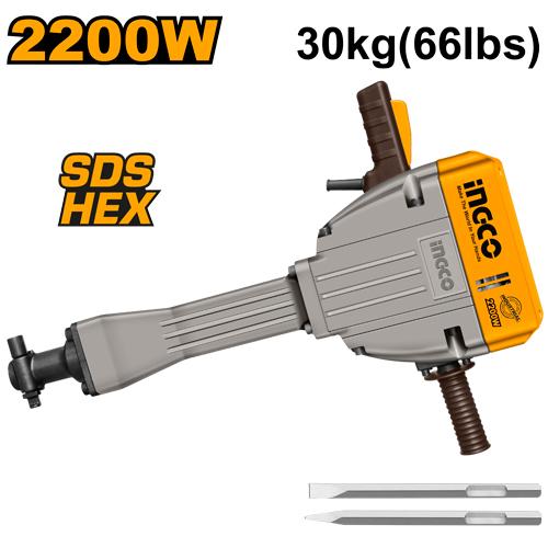 🔥 Marteau Démolisseur 2200W – 75J | HEX Ultra Puissance INGCO PDB22001