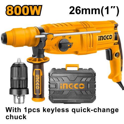 🔥 Marteau Perforateur SDS Plus 800W – 2.5J + Mandrin Rapide  INGCO RGH9028-2