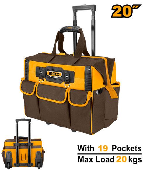 🔥 Sac à Outils 20" 20Kg à Roulettes – Grande Capacité | INGCO HRRTB2015